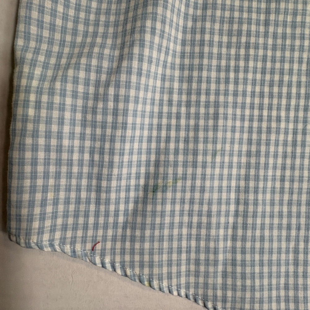 Van Heusen Men's XL (17–17.5) Blue Gingham Short Sleeve Button Down Shirt Pocket - Picture 11 of 11